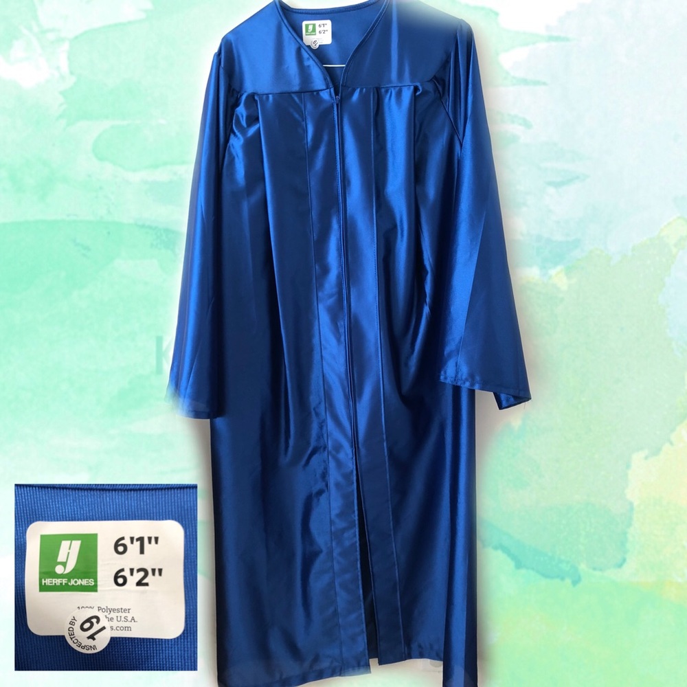 TALL GRADUATION GOWN -ROYAL BLUE-like new!!